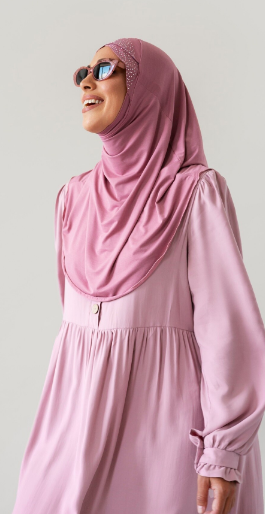 Portrait in a light hijab.